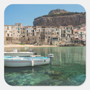 Sticker Carré Ville de Cefalu en Sicile