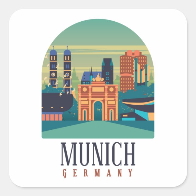 Sticker Carré Ville de Munich élégant Allemagne (Devant)