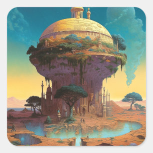 Sticker Carré Ville d'Imaginaire surréaliste