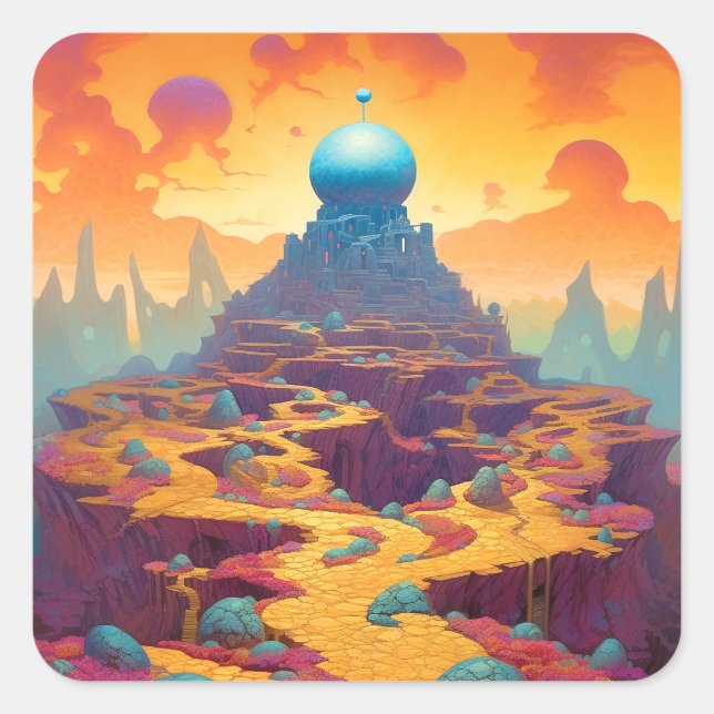 Sticker Carré Ville d'Imaginaire surréaliste (Devant)