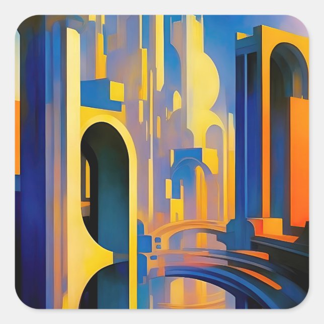 Sticker Carré Ville futuriste SCI-FI (Devant)