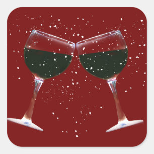 Sticker Carré Vin de vacances amusant Vin Toasting Vêtements Sti