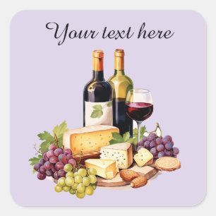 Sticker Carré Vin et fromage ajouter du texte