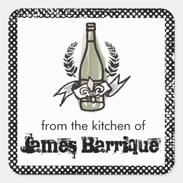 Sticker Carré Vin fait maison de couleur de vignoble français (Devant)