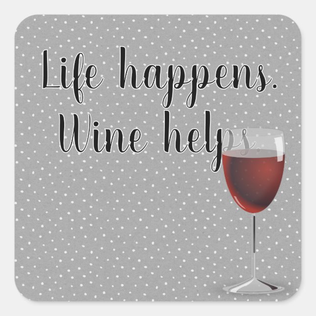 Sticker Carré Vin Rouge Sur Pois Avec Citation (Devant)