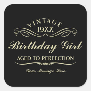 Sticker Carré Vin vintage Personne Funky Black Anniversaire Stic