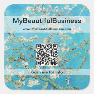 Sticker Carré Vincent Van Gogh - Almond Blossom QR Code