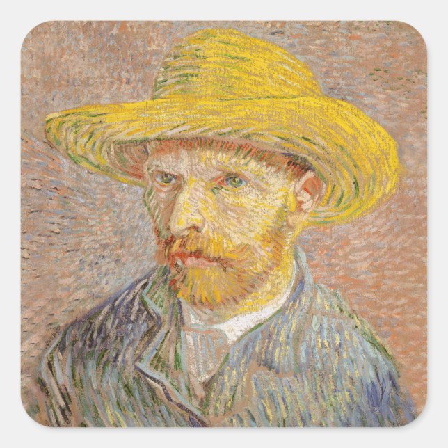 Sticker Carré Vincent Van Gogh Auto-portrait peinture impression (Devant)