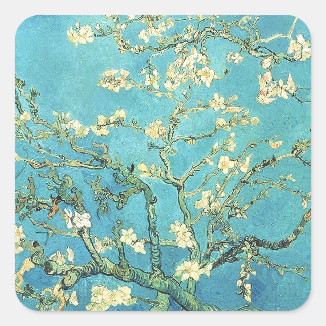 Sticker Carré Vincent van Gogh Blossomong Aramande (Devant)