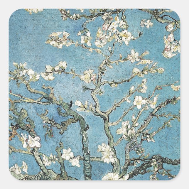 Sticker Carré Vincent van Gogh | Branches d'amande en fleurs, 18 (Devant)
