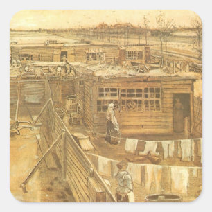 Sticker Carré Vincent van Gogh - Carpenter's Yard and Laundry