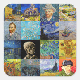 Sticker Carré Vincent van Gogh - chefs-d'oeuvre Mosaic Patchwork