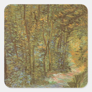 Sticker Carré Vincent van Gogh - Chemin dans les bois