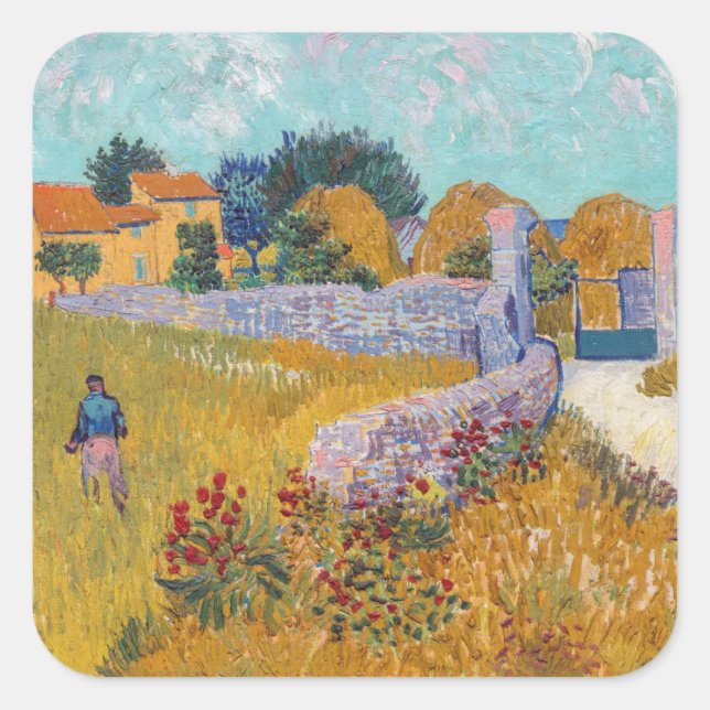 Sticker Carré Vincent van Gogh - Ferme en Provence (Devant)