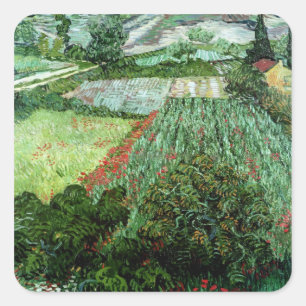 Sticker Carré Vincent van Gogh  Field with Poppies, 1889
