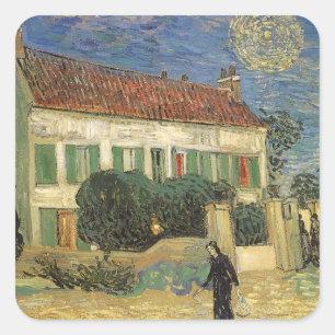 Sticker Carré Vincent van Gogh - La Maison blanche la nuit
