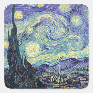 Sticker Carré Vincent Van Gogh La Nuit étoilée