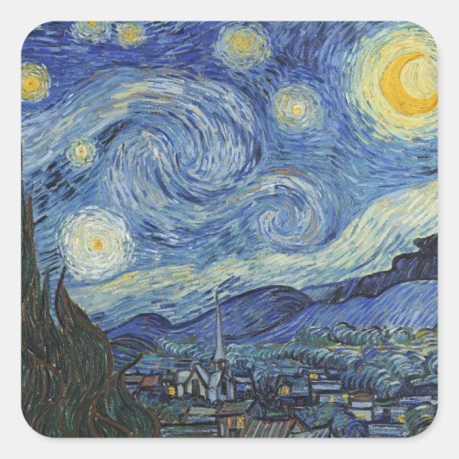 Sticker Carré Vincent van Gogh | La Nuit étoilée, juin 1889 (Devant)