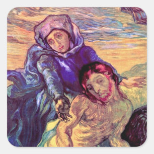 Sticker Carré Vincent Van Gogh - La Pietà - Jésus et Vierge Mari