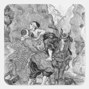 Sticker Carré Vincent van Gogh   Le bon samaritain