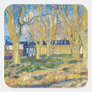 Sticker Carré Vincent van Gogh - Le Train Bleu