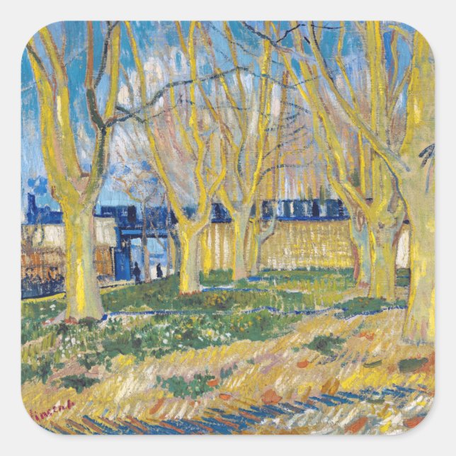 Sticker Carré Vincent van Gogh - Le Train Bleu (Devant)