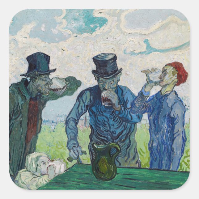 Sticker Carré Vincent van Gogh - Les buveurs, après Daumier (Devant)