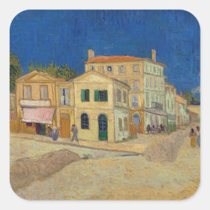 Sticker Carré Vincent van Gogh - Maison Jaune / Rue
