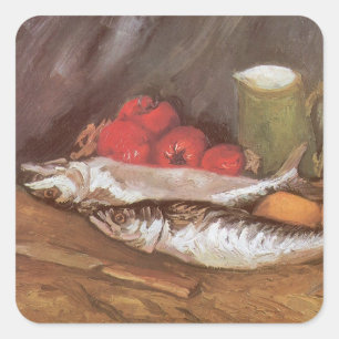 Sticker Carré Vincent van Gogh - Maquereaux, citrons et tomates