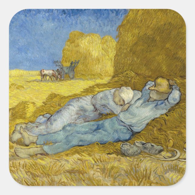 Sticker Carré Vincent Van Gogh - Mion, Repos / Travail / Siesta (Devant)