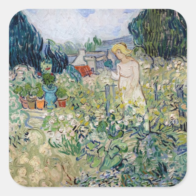 Sticker Carré Vincent van Gogh - Miss Gachet dans son jardin (Devant)