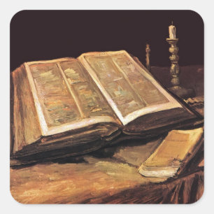 Sticker Carré Vincent Van Gogh - Nature morte avec Bible