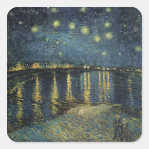 Sticker Carré Vincent van Gogh   Nuit étoilée sur le Rhône