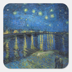 Sticker Carré Vincent van Gogh - Nuit étoilée sur le Rhône