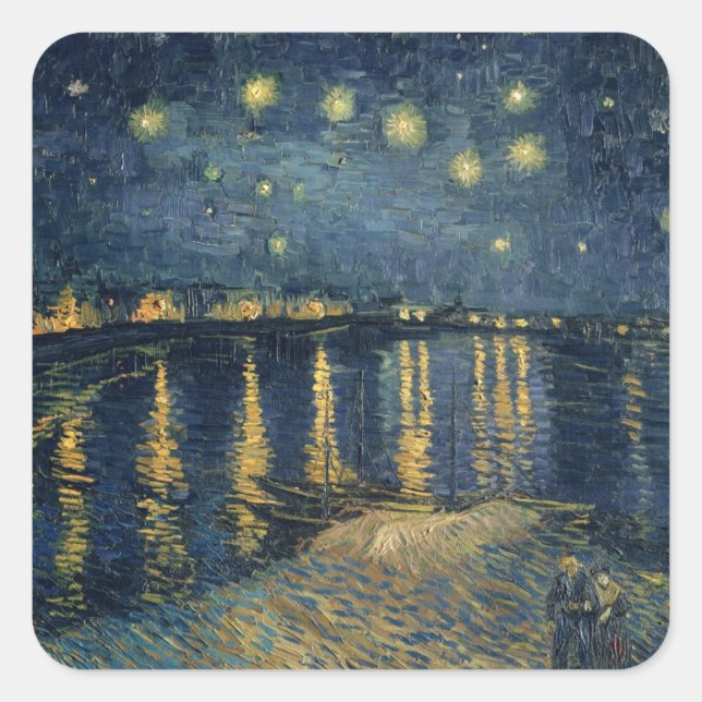 Sticker Carré Vincent van Gogh | Nuit étoilée sur le Rhône (Devant)