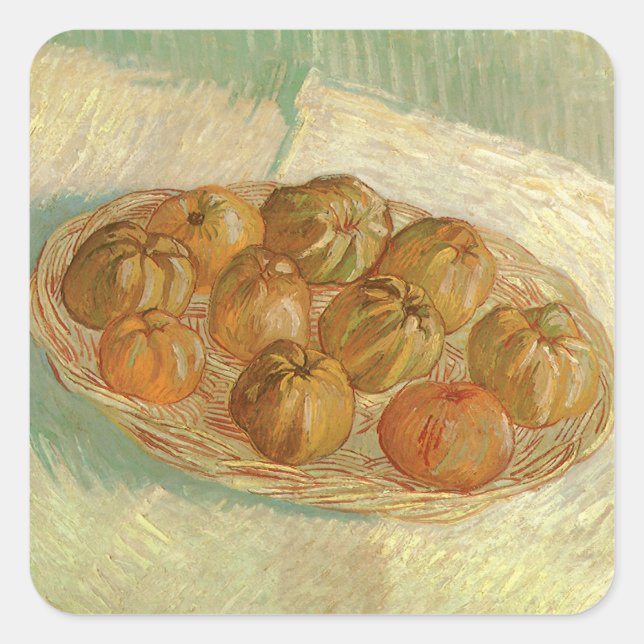 Sticker Carré Vincent van Gogh - Panier de pommes à vie continue (Devant)