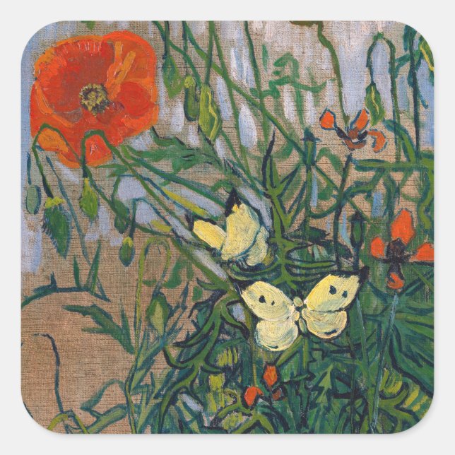 Sticker Carré Vincent van Gogh - Papillons et papillons (Devant)