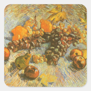 Sticker Carré Vincent van Gogh - Pommes, poires, citrons, raisin