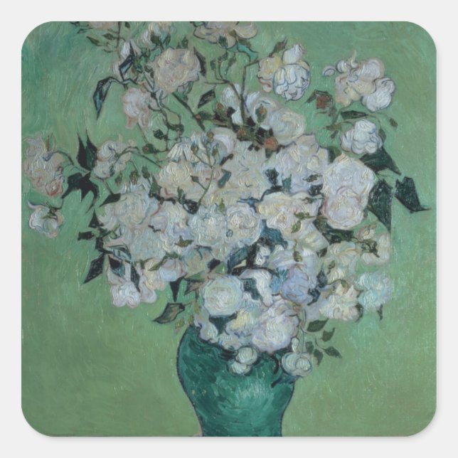 Sticker Carré Vincent van Gogh | Un Vase de Rose, 1890 (Devant)