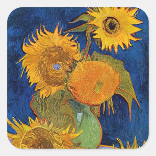 Sticker Carré Vincent van Gogh - Vase avec cinq tournesols