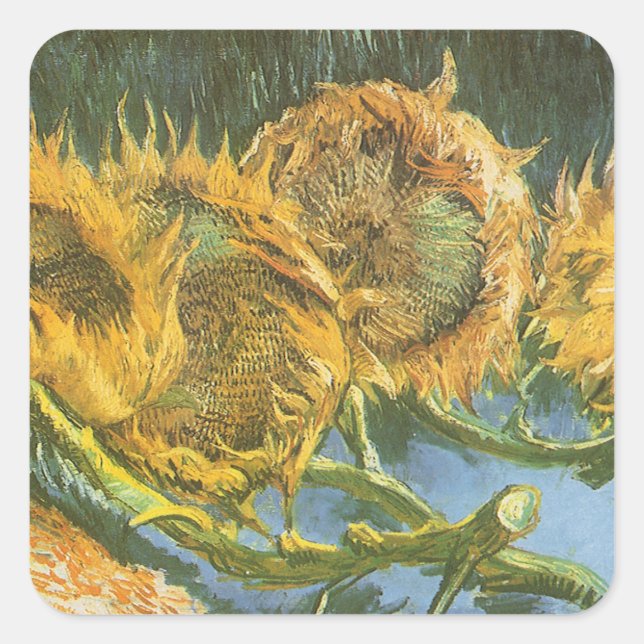Sticker Carré Vincent van Gogh - Vie morte : Quatre tournesols c (Devant)