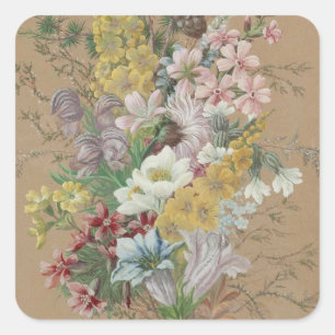 Sticker Carré Vintage Anna Stainer-Knittel Fleurs alpines