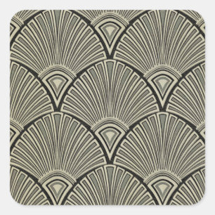 Sticker Carré vintage, Art nouveau, beige, gris, art déco, fran