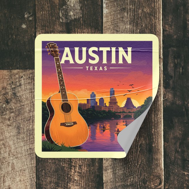 Sticker Carré Vintage Austin Texas (Créateur téléchargé)