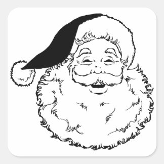 Sticker Carré Vintage Black & White Père Noël
