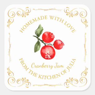 Sticker Carré Vintage Carré de confiture de canneberge maison Ét