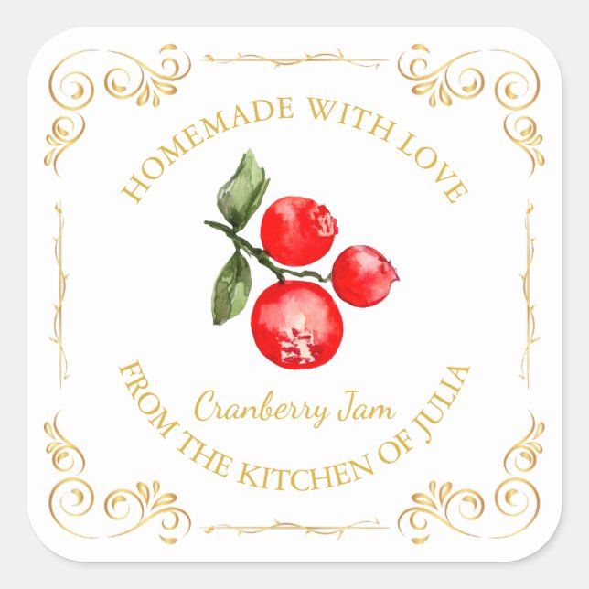 Sticker Carré Vintage Carré de confiture de canneberge maison Ét (Devant)