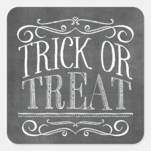 Sticker Carré Vintage Chalkboard Tri ou traitement Halloween
