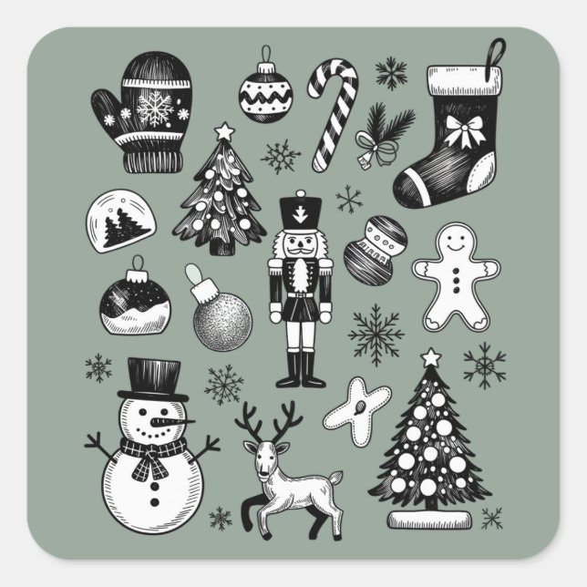 Sticker Carré Vintage Christmas 90s Collage Retro Xmas  (Devant)