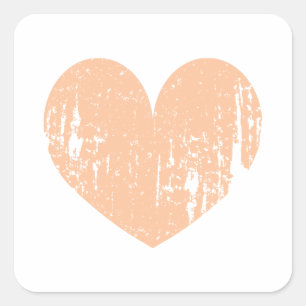 Sticker Carré Vintage couleur pêche coeur mariage